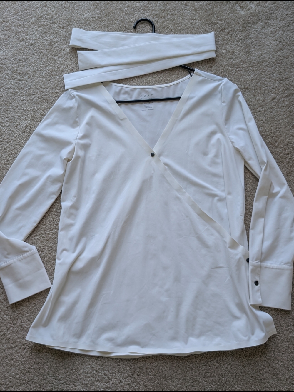 ADAY White Wrap-Style Long-Sleeve Top